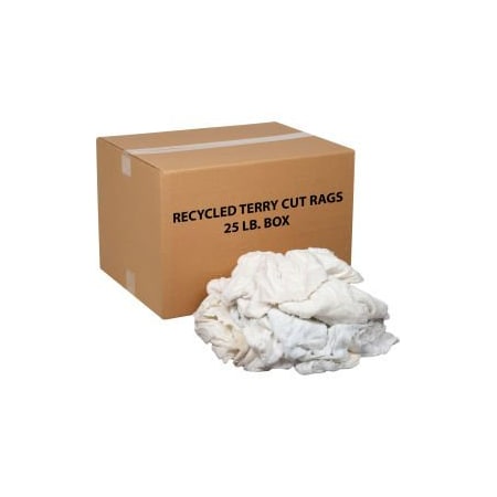 Monarch Brands Premium Recycled White Cotton Terry Cut Rags 25 Lb. Box R020-W54-PU*25